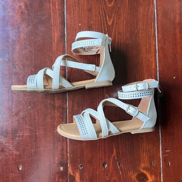 White summer sandals open toe little girls size 12 - Picture 4 of 6